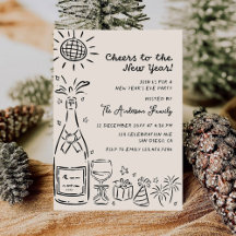 Whimsical Hand Drawn New Years Eve Party