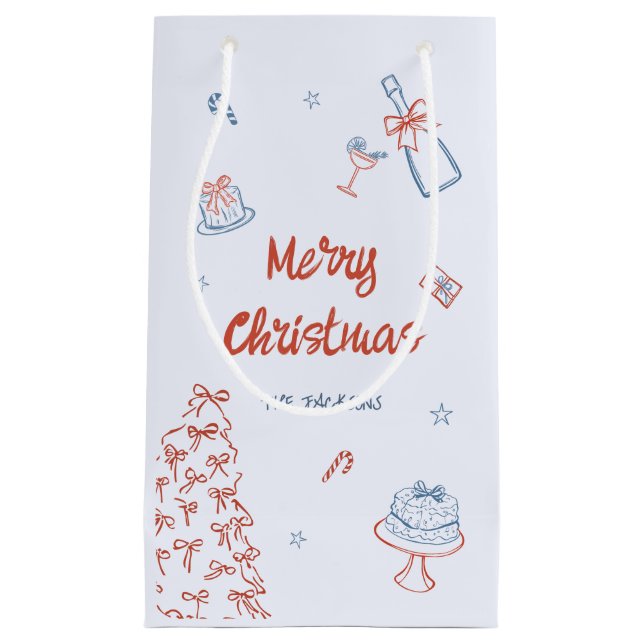Whimsical Hand Drawn Oh, was Spaß Weihnachten Part Kleine Geschenktüte (Vorderseite)