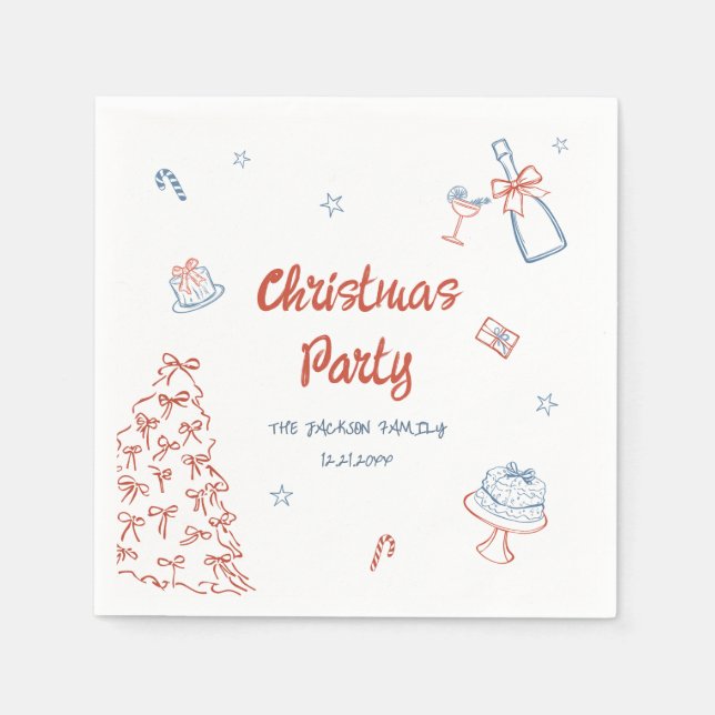 Whimsical Hand Drawn Oh, was Spaß Weihnachten Part Serviette (Vorderseite)