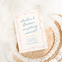 Whimsical Hand Drawn Pink & Blue Hochzeit