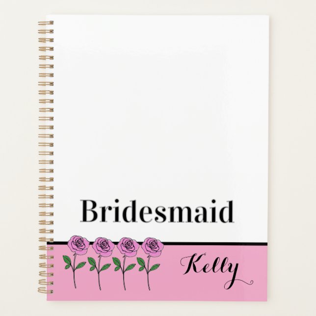 Whimsical Hand Drawn Pink Roses Bridesmaid (Devant)