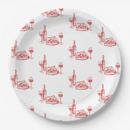 Whimsical Hand Drawn Pizza Brautparty Pappteller