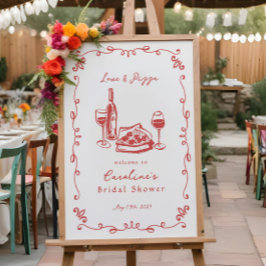 Whimsical Hand Drawn Pizza Brautparty signieren Poster