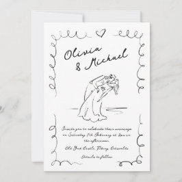 Whimsical Hand Drawn Quirky Hochzeitseinladung Einladung