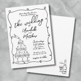 Whimsical Hand Drawn Quirky Wedding Einladung