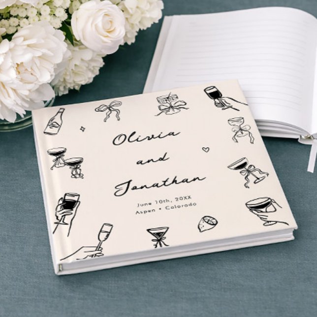 Whimsical Hand Drawn Quirky Wedding Gästebuch (Von Creator hochgeladen)