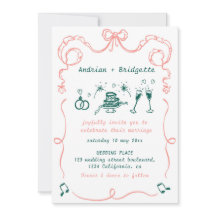 Whimsical Hand Drawn Scribble Bow Wedding