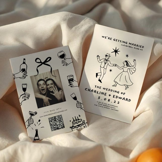 Whimsical Hand Drawn Scribble Wedding Einladung (Von Creator hochgeladen)