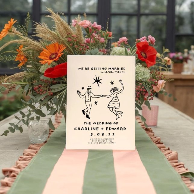 Whimsical Hand Drawn Scribble Wedding Einladung (Von Creator hochgeladen)