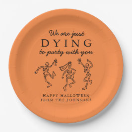 Whimsical Hand Drawn Skeletons Halloween Party Pappteller