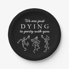 Whimsical Hand Drawn Skeletons Halloween Party Pappteller