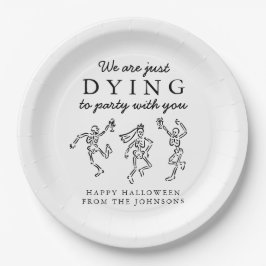 Whimsical Hand Drawn Skeletons Halloween Party Pappteller