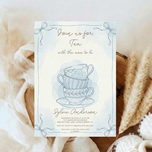 Whimsical Hand Drawn Tea Baby Shower Einladung (Von Creator hochgeladen)