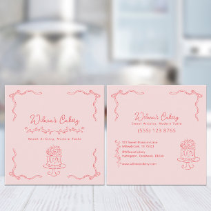 Whimsical Hand Drawn Wedding Cake Bakary Business Quadratische Visitenkarte