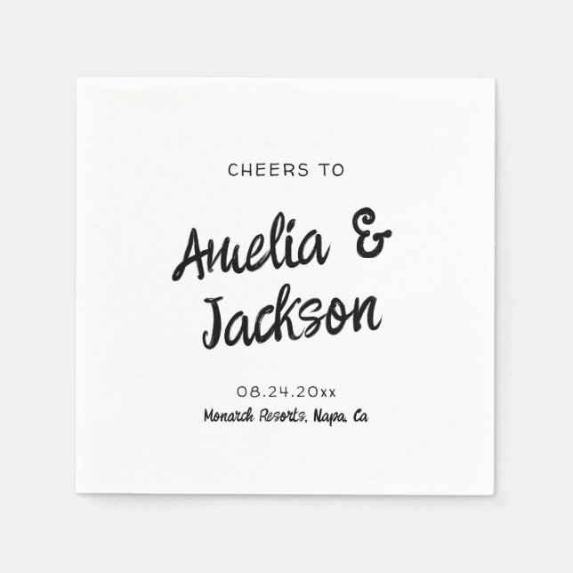 Whimsical Hand Drawn Wedding Einladung Serviette (Vorderseite)