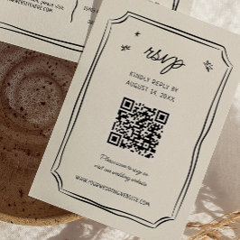 Whimsical Hand Drawn Wedding Quirky QR RSVP Cards Karte