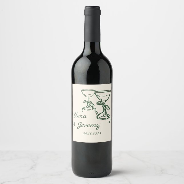 Whimsical Hand Drawn Wedding Wine Label Weinetikett (Vorderseite)