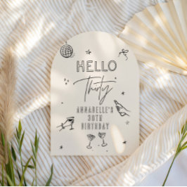 whimsical Hand gezeichnet 30. Geburtstag Drinks Pa Einladung