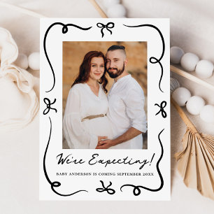 Whimsical Hand Gezeichnet Black Bows 2 Foto Schwan Ankündigung