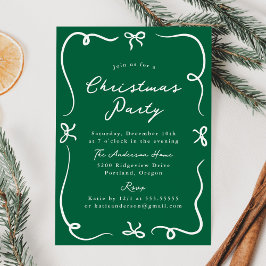 Whimsical Hand Gezeichnet Bows Grün Weihnachtsfest Einladung