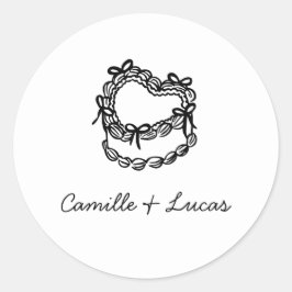 Whimsical Hand Gezeichnet Cake Wedding Round Aufkl Runder Aufkleber