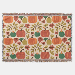 Whimsical Hand Gezeichnet Fall Halloween Kürbisbei Decke