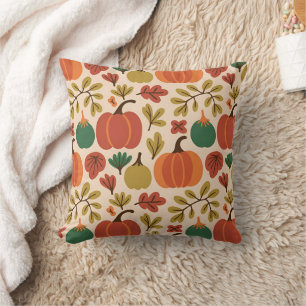 Whimsical Hand Gezeichnet Fall Halloween Kürbisbei Kissen