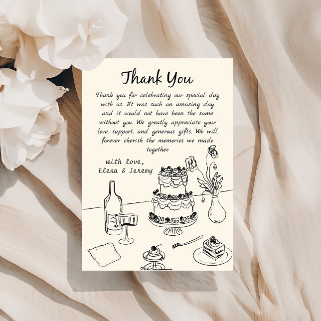 Whimsical Hand gezeichnet Quirky Wedding Danke Kar (Von Creator hochgeladen)
