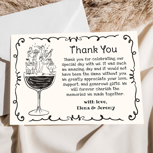 Whimsical Hand gezeichnet Quirky Wedding Danke Kar (Von Creator hochgeladen)