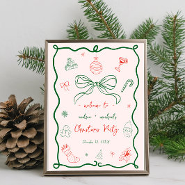 Whimsical Hand gezeichnet Weihnachten Begrüßungsze Poster