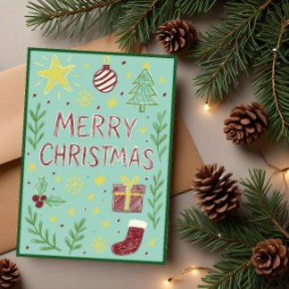 Whimsical Hand Gezeichnet Weihnachtskarte mit Mist Karte