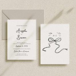 Whimsical Hand gezeichnete Bow Cherub Hochzeit Ein Einladung