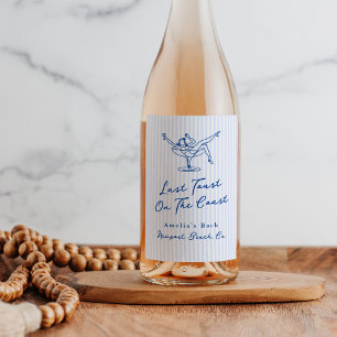 Whimsical Hand gezogen Blue Letzten Toast an der K Weinetikett