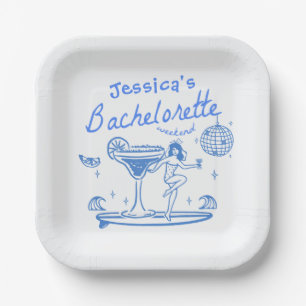 Whimsical Hand gezogen Funky Beach Bachelorette Pappteller