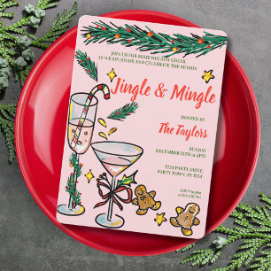 Whimsical Hand gezogen Jingle und Mingle Weihnacht Einladung