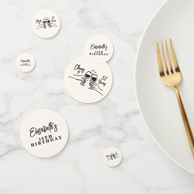Whimsical Hand gezogen jubelt bis 50 Jahre Geburts Konfetti (Gruppe)