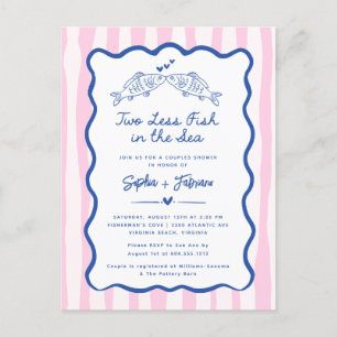 Whimsical Hand gezogen zwei weniger Fische im Meer Ankündigungspostkarte