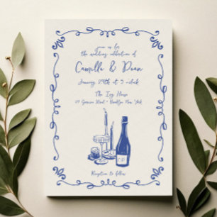 Whimsical Hand Letted Illustriert Dinner Hochzeit Einladung