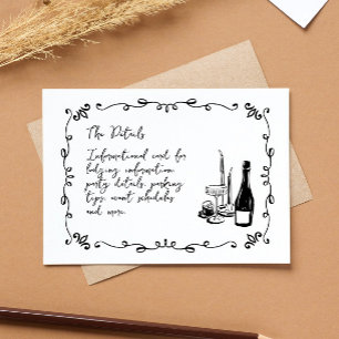 Whimsical Hand Letted Illustriert Info Card RSVP Karte