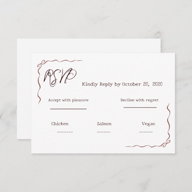 Whimsical Hand Written Scribble Wedding RSVP  (Devant / Derrière)