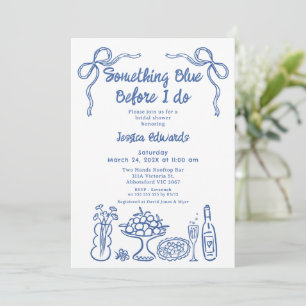 Whimsical Hand zeichnet etwas Blaues Brautparty Einladung
