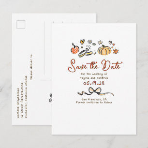 Whimsical HandDrawn fällt Save the Date Ankündigungspostkarte