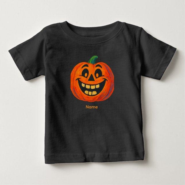 Whimsical Handgemalt Jack-o'-Lantern Baby T-shirt (Vorderseite)