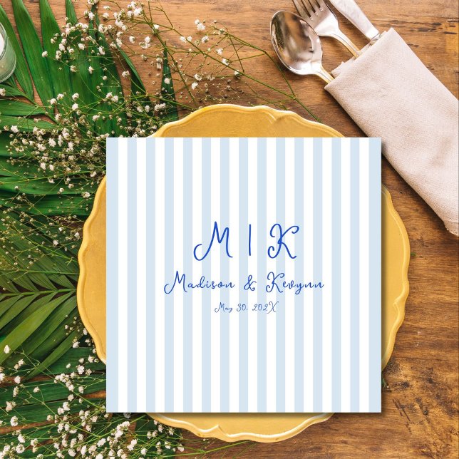 Whimsical handgeschriebene Blue French Wedding Serviette (Von Creator hochgeladen)