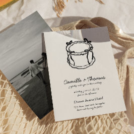 Whimsical handGezeichnet Cake Foto Hochzeitsfeiern Save The Date