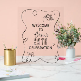 Whimsical handgezeichnete Creme Cocktail Feier Acrylschild