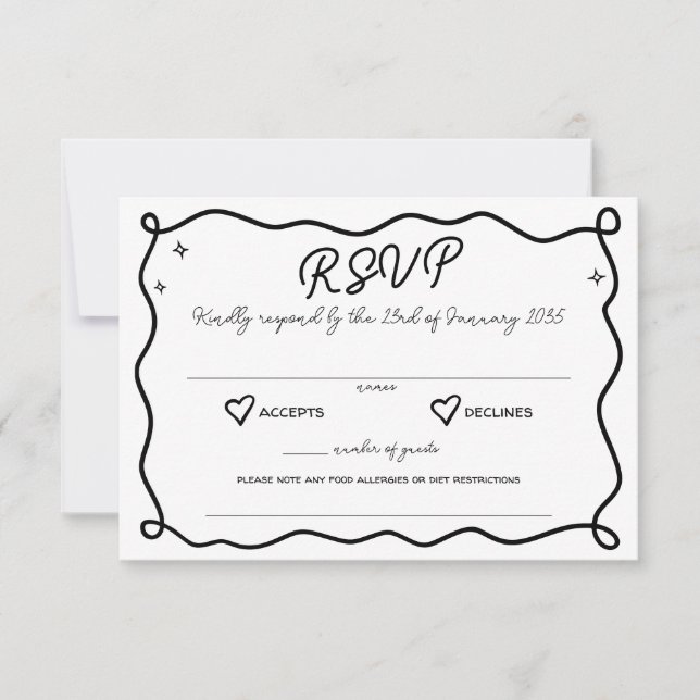 Whimsical handgezeichnete Herzen Wedding freundlic RSVP Karte (Vorderseite)