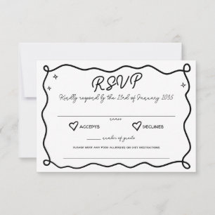 Whimsical handgezeichnete Herzen Wedding freundlic RSVP Karte