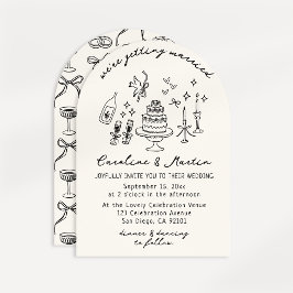 Whimsical, handgezeichnete Hochzeit Einladung