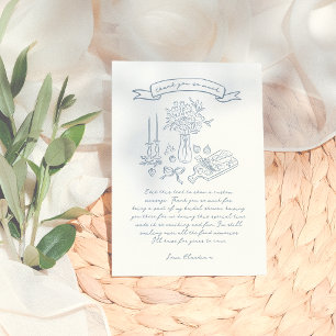 Whimsical handgezeichnete illustrierte Bridal Show Dankeskarte